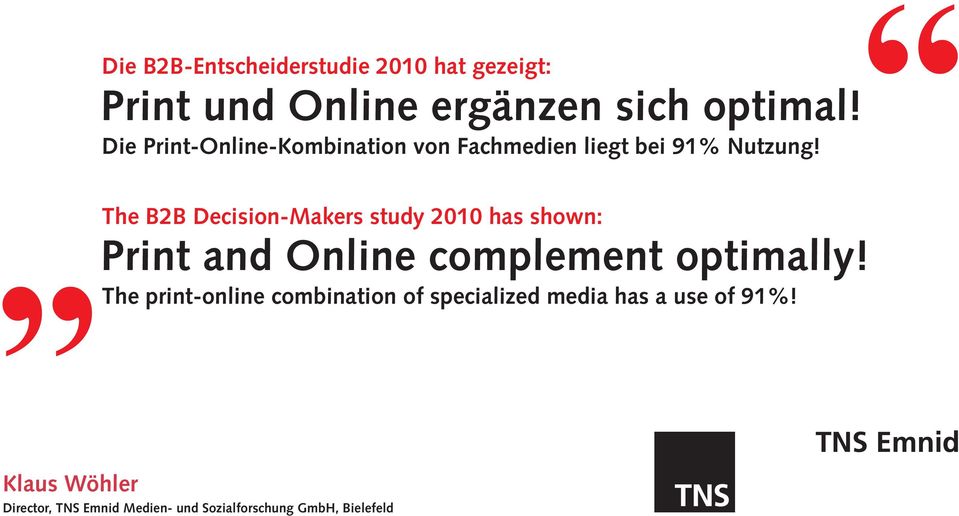 The B2B Decision-Makers study 2010 has shown: Print and Online complement optimally!