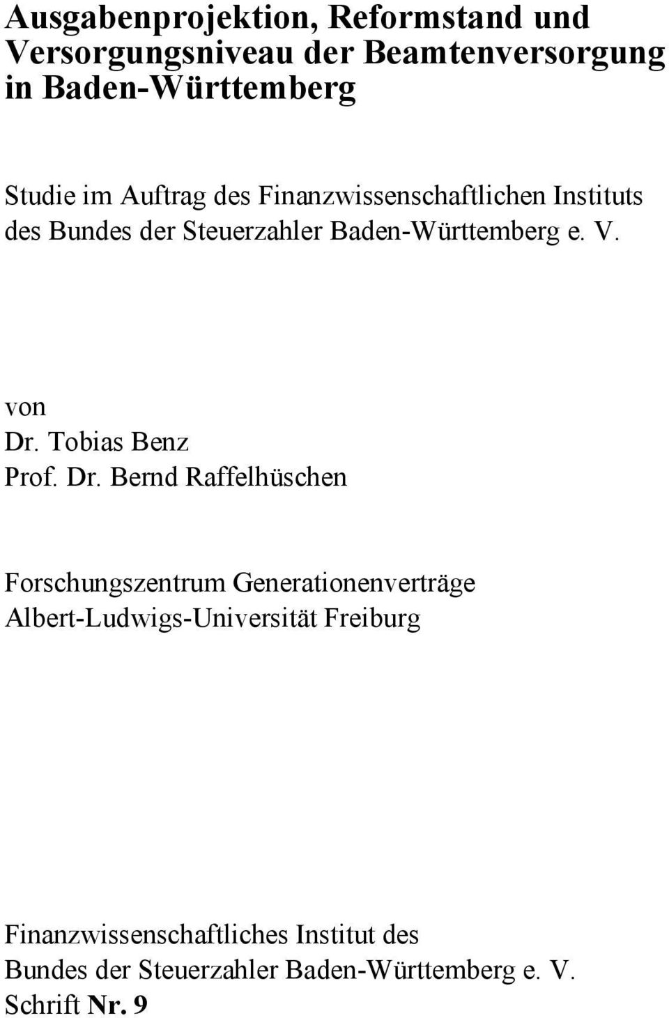 Tobias Benz Prof. Dr.