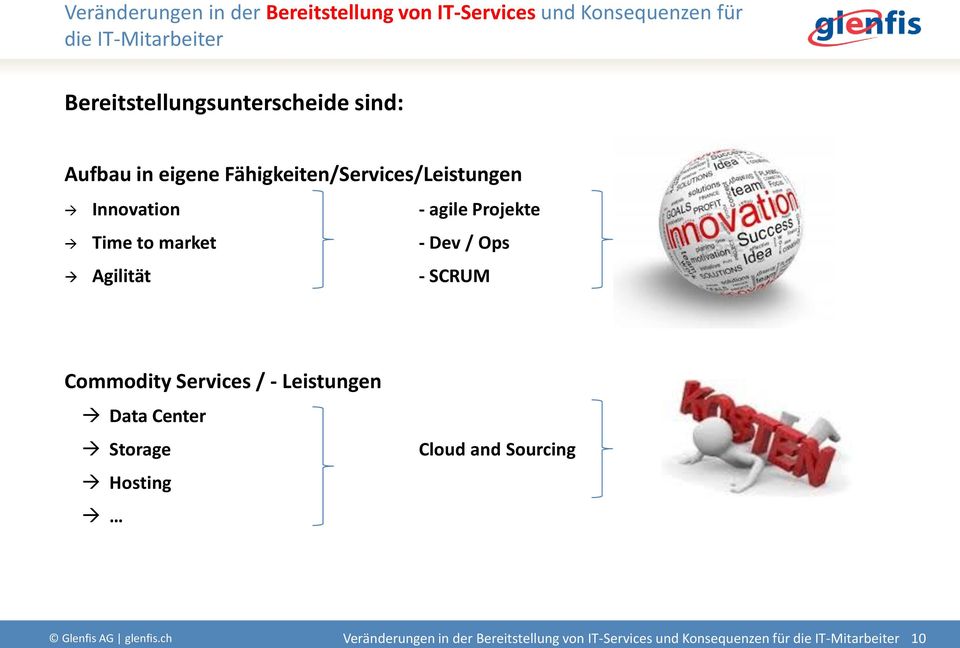 Dev / Ops Agilität - SCRUM Commodity s / - Leistungen Data Center Storage and Sourcing