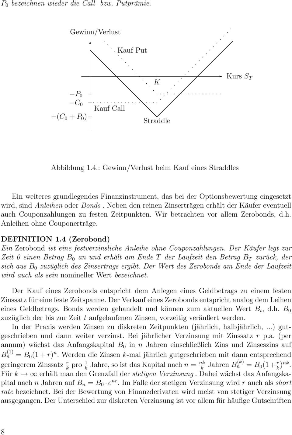 Neben den reinen Zinserträgen erhält der Käufer eventuell auch Couponzahlungen zu festen Zeitpunkten. Wir betrachten vor allem Zerobonds, d.h. Anleihen ohne Couponerträge. DEFINITION 1.