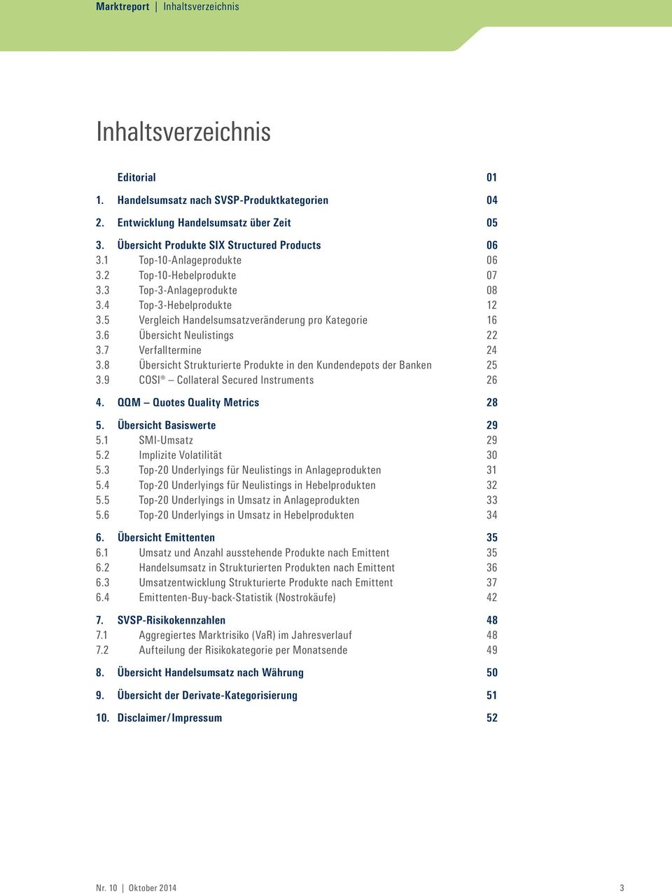 7 Verfalltermine 24 3.8 Übersicht Strukturierte Produkte in den Kundendepots der Banken 25 3.9 COSI Collateral Secured Instruments 26 4. QQM Quotes Quality Metrics 28 5. Übersicht e 29 5.