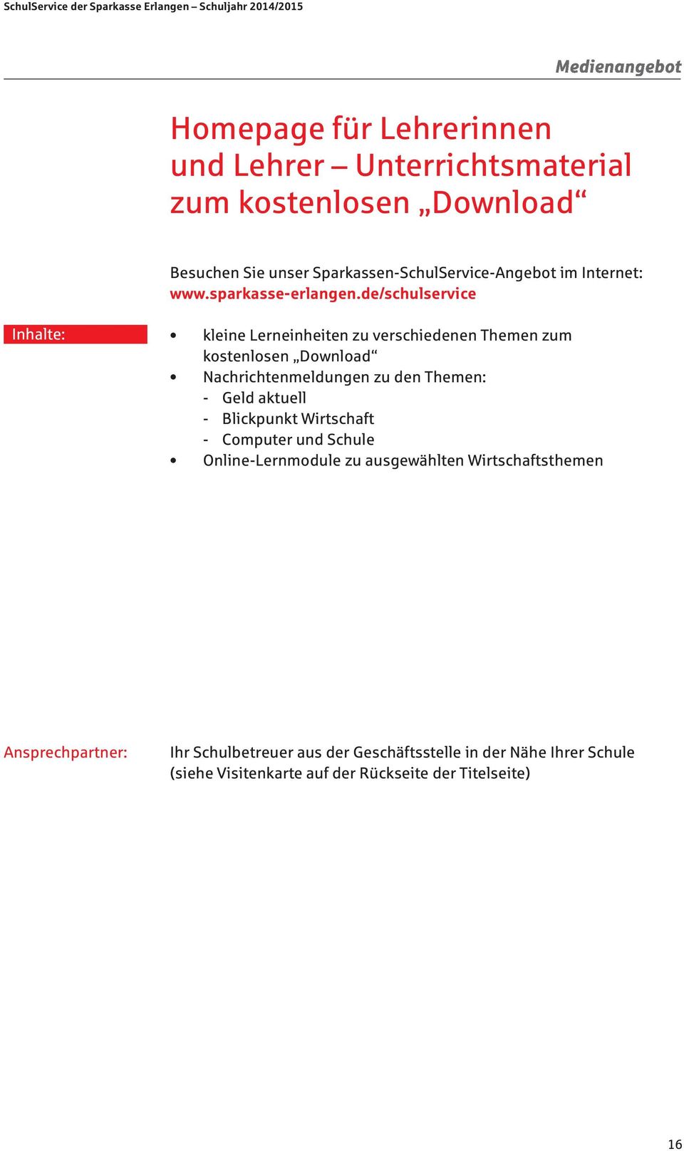 de/schulservice kleine Lerneinheiten zu verschiedenen Themen zum kostenlosen Download