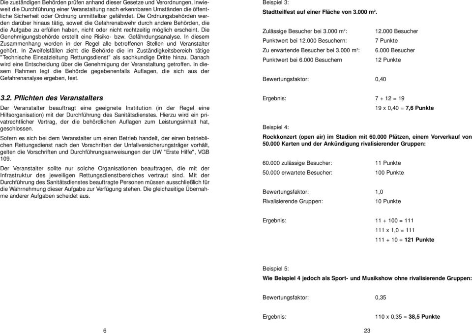 Die Genehmigungsbehörde erstellt eine Risiko- bzw. Gefährdungsanalyse. In diesem Zusammenhang werden in der Regel alle betroffenen Stellen und Veranstalter gehört.