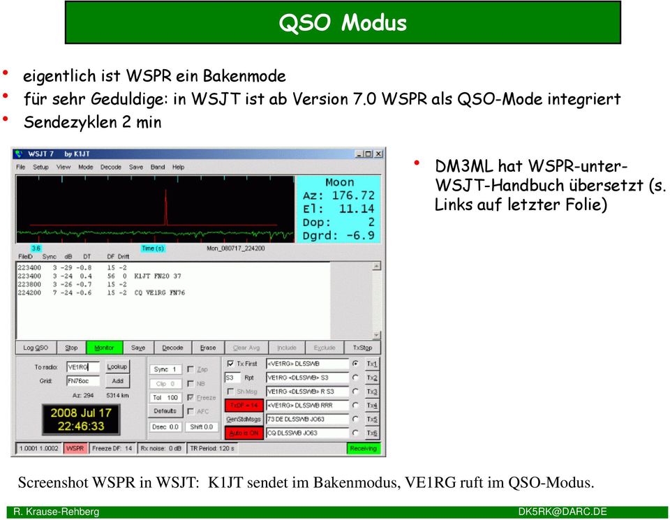 0 WSPR als QSO-Mode integriert Sendezyklen 2 min DM3ML hat WSPR-unter-