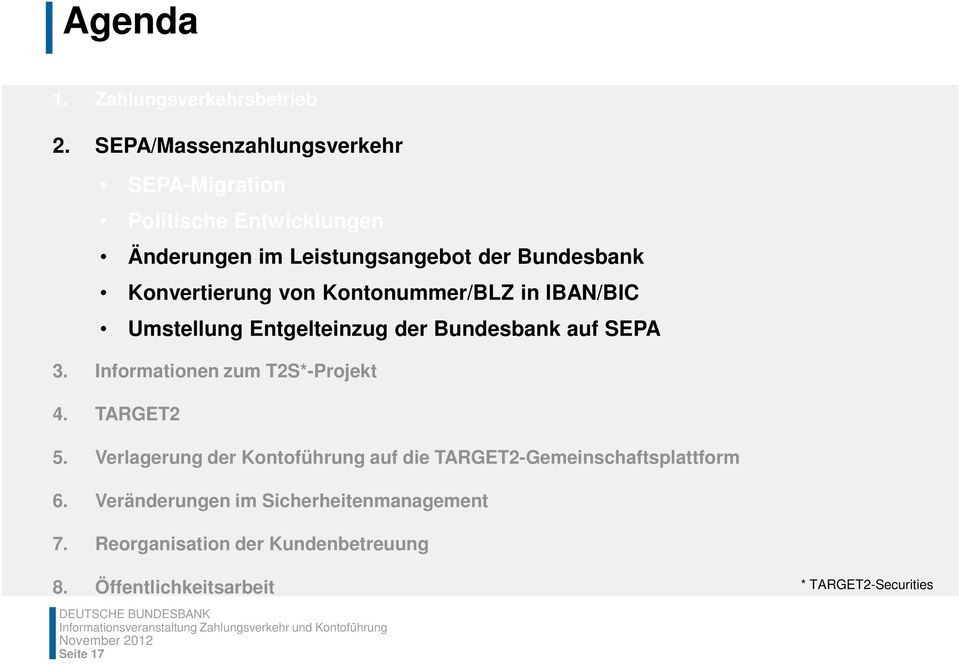 Konvertierung von Kontonummer/BLZ in IBAN/BIC Umstellung Entgelteinzug der Bundesbank auf SEPA 3.