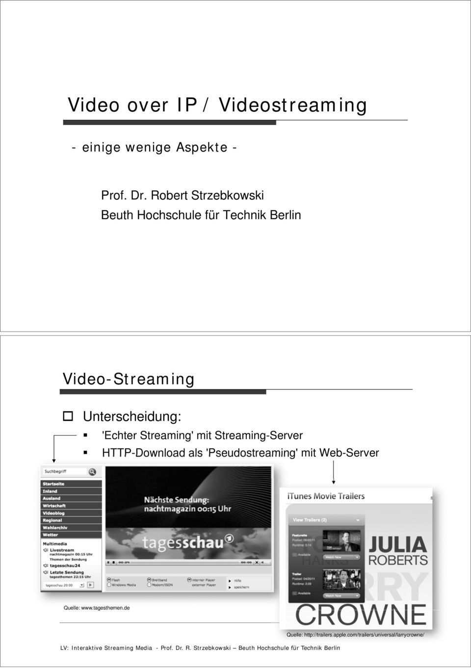 Streaming' mit Streaming-Server HTTP-Download als 'Pseudostreaming' mit