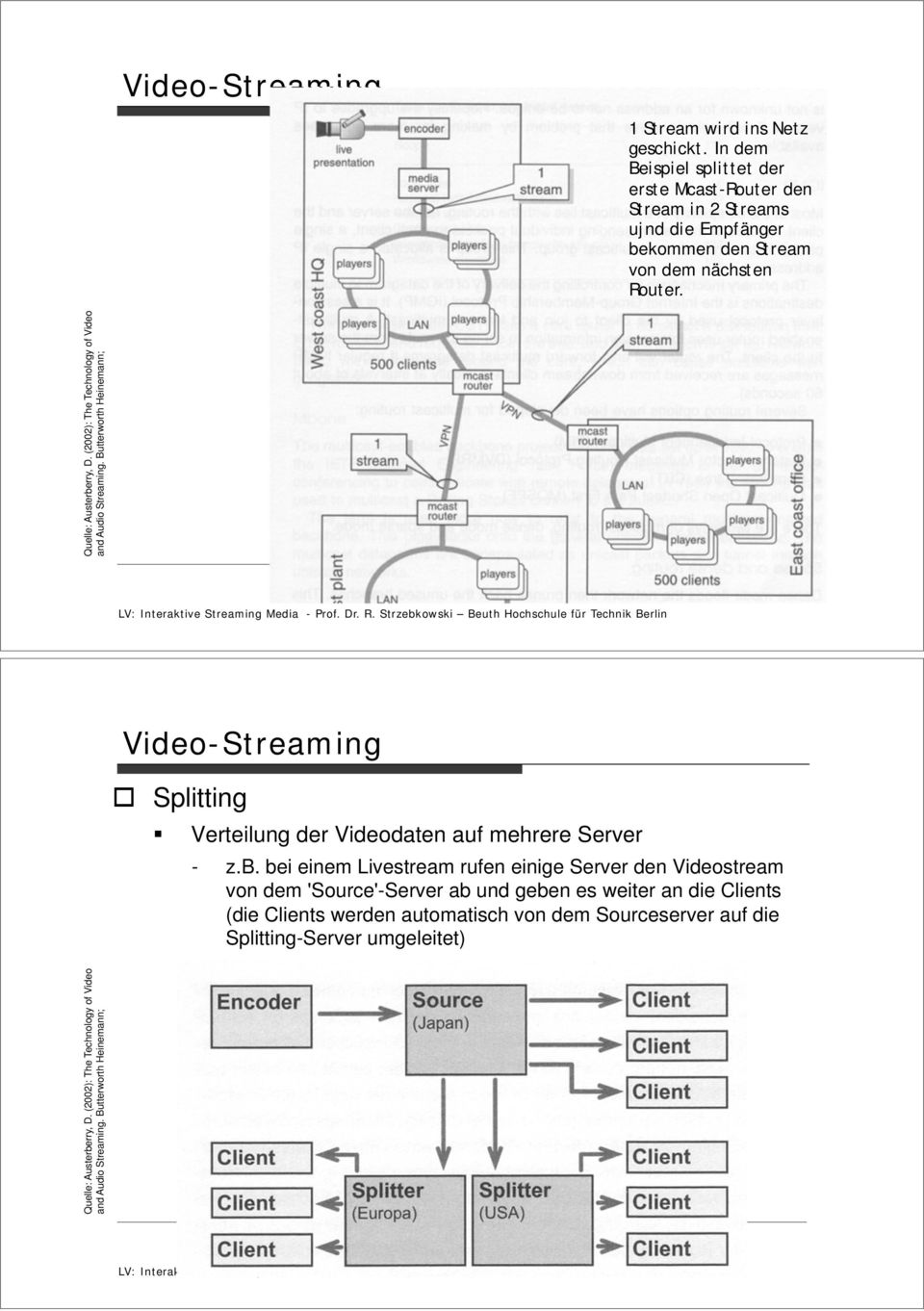Stream von dem nächsten Router. Splitting Verteilung der Videodaten auf mehrere Server - z.b.