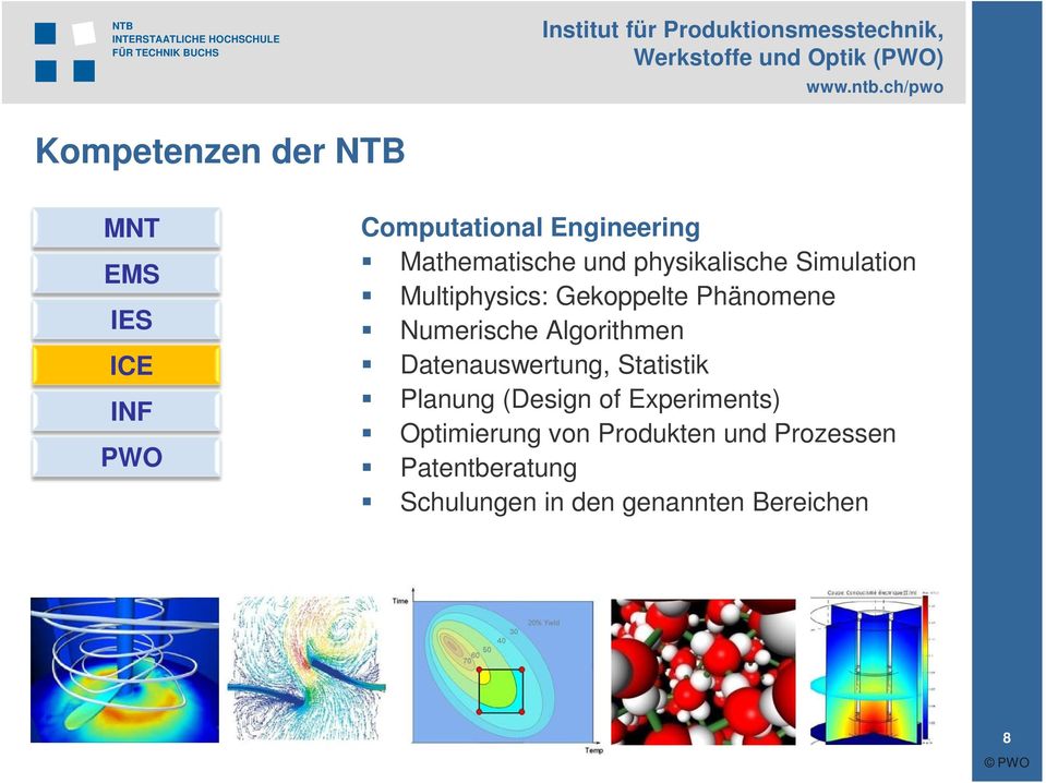 Numerische Algorithmen Datenauswertung, Statistik Planung (Design of
