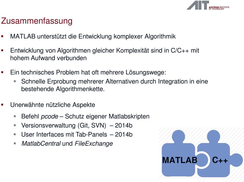 Alternativen durch Integration in eine bestehende Algorithmenkette.