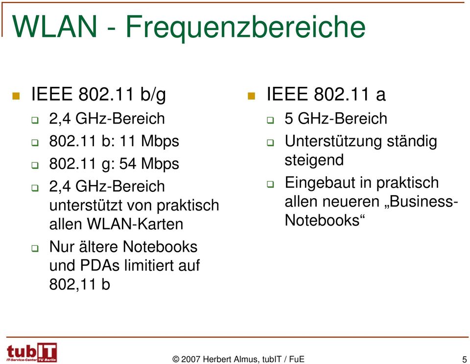 Notebooks und PDAs limitiert auf 802,11 b IEEE 802.