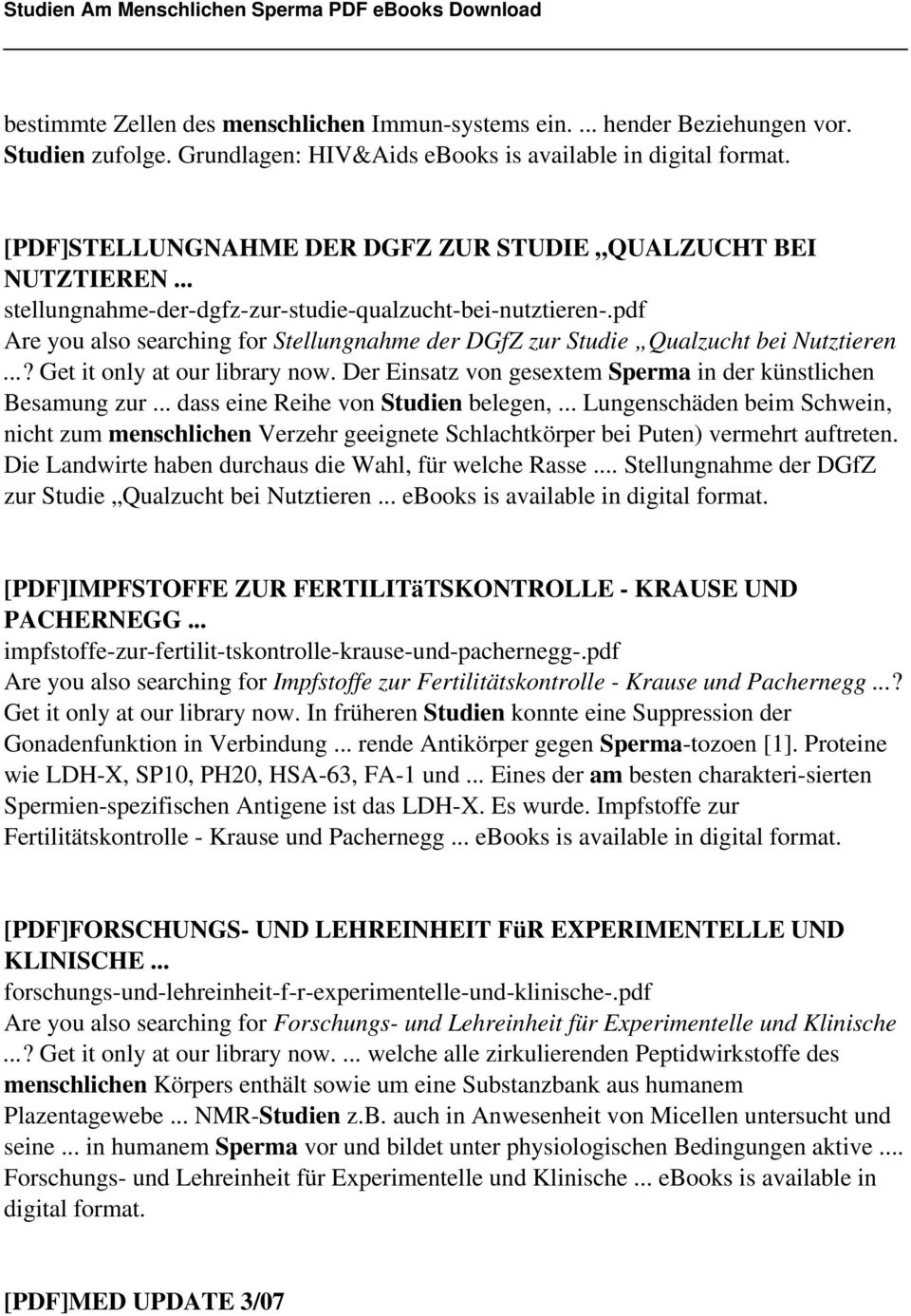 pdf Are you also searching for Stellungnahme der DGfZ zur Studie Qualzucht bei Nutztieren...? Get it only at our library now. Der Einsatz von gesextem Sperma in der künstlichen Besamung zur.