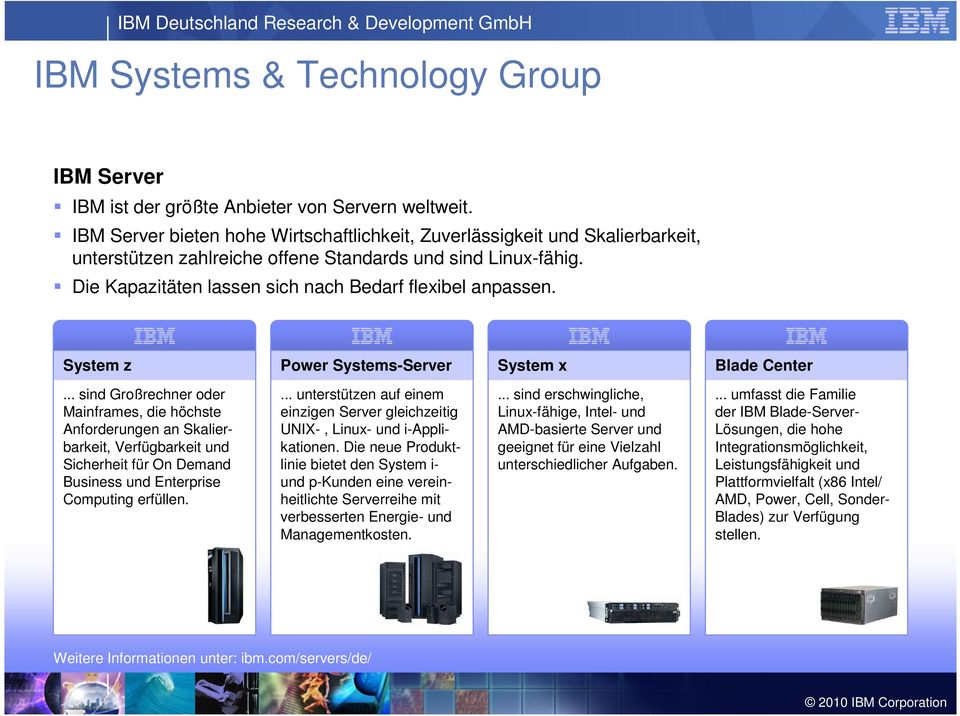 System z Power Systems-Server System x Blade Center.