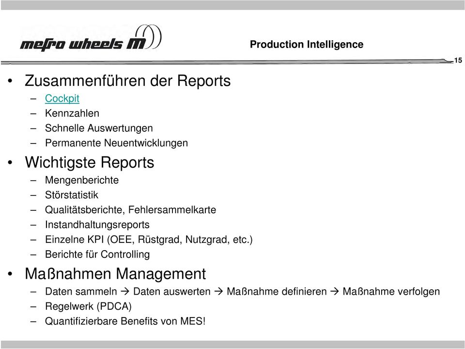 Instandhaltungsreports Einzelne KPI (OEE, Rüstgrad, Nutzgrad, etc.