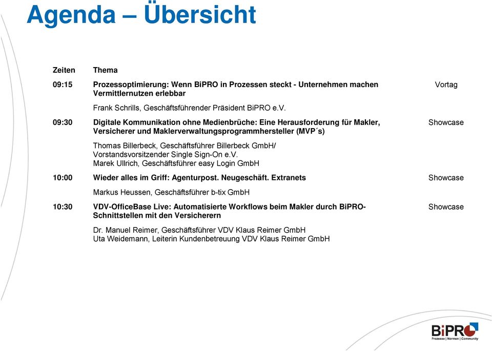 GmbH/ Vorstandsvorsitzender Single Sign-On e.v. Marek Ullrich, Geschäftsführer easy Login GmbH 10:00 Wieder alles im Griff: Agenturpost. Neugeschäft.