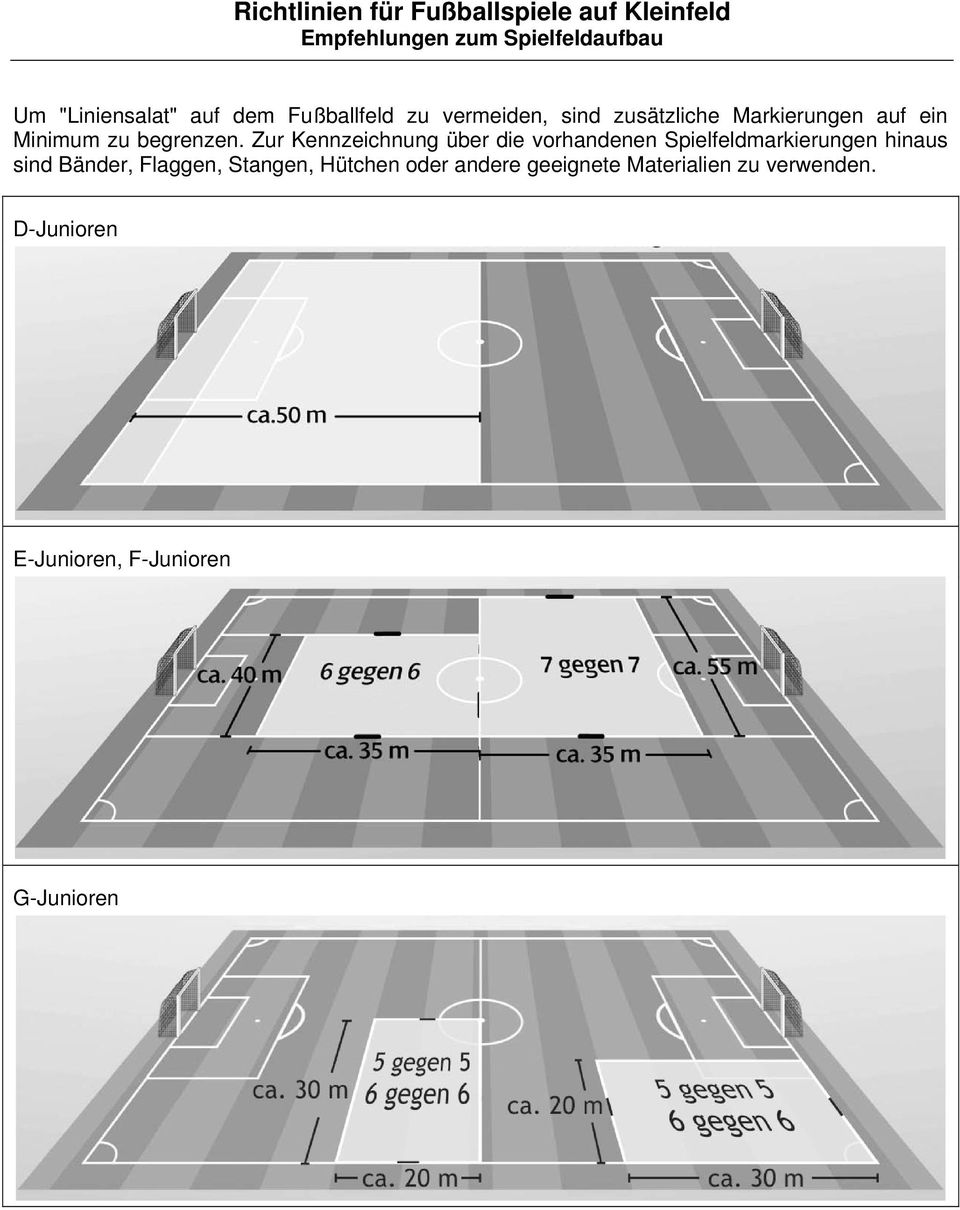 Zur Kennzeichnung über die vorhandenen Spielfeldmarkierungen hinaus sind Bänder,