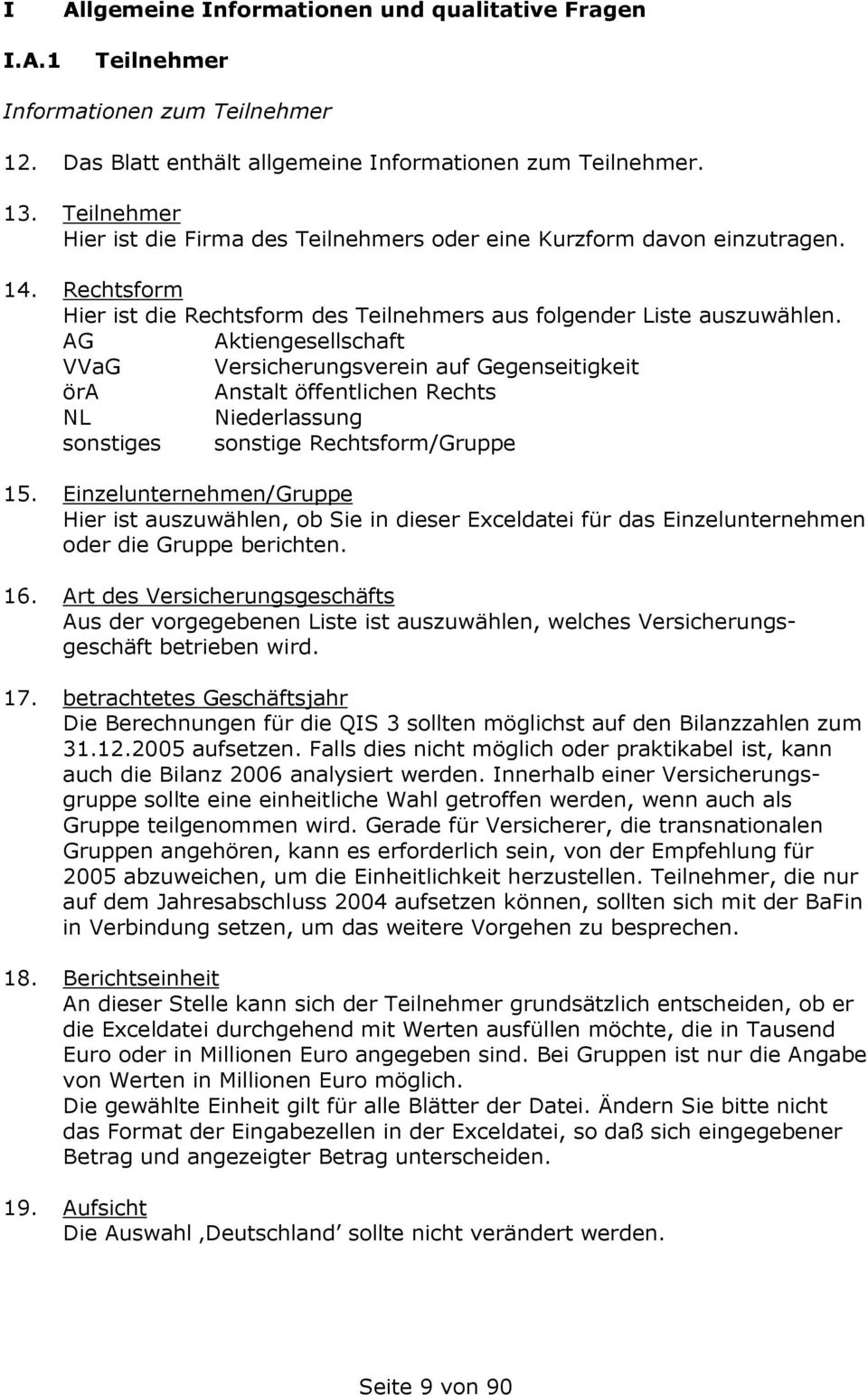 AG Aktiengesellschaft VVaG Versicherungsverein auf Gegenseitigkeit öra Anstalt öffentlichen Rechts NL Niederlassung sonstiges sonstige Rechtsform/Gruppe 15.