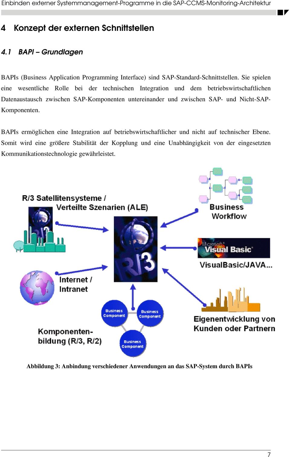 zwischen SAP- und Nicht-SAP- Komponenten. BAPIs ermöglichen eine Integration auf betriebswirtschaftlicher und nicht auf technischer Ebene.