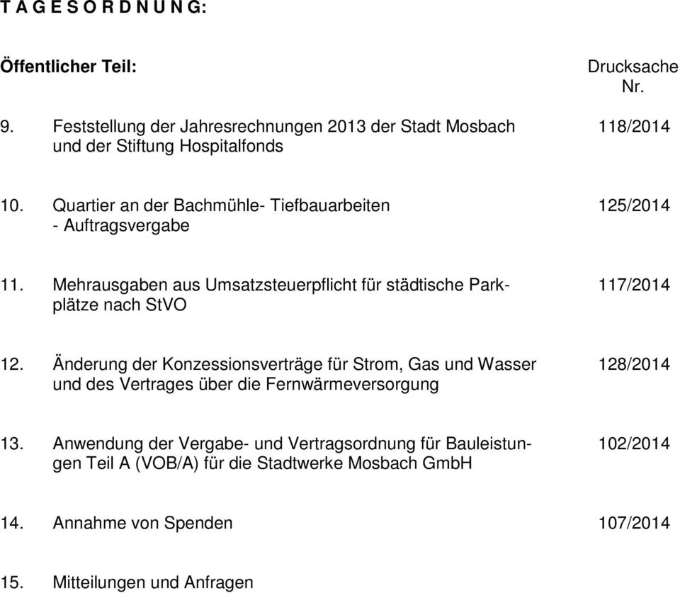 Mehrausgaben aus Umsatzsteuerpflicht für städtische Parkplätze nach StVO 117/2014 12.