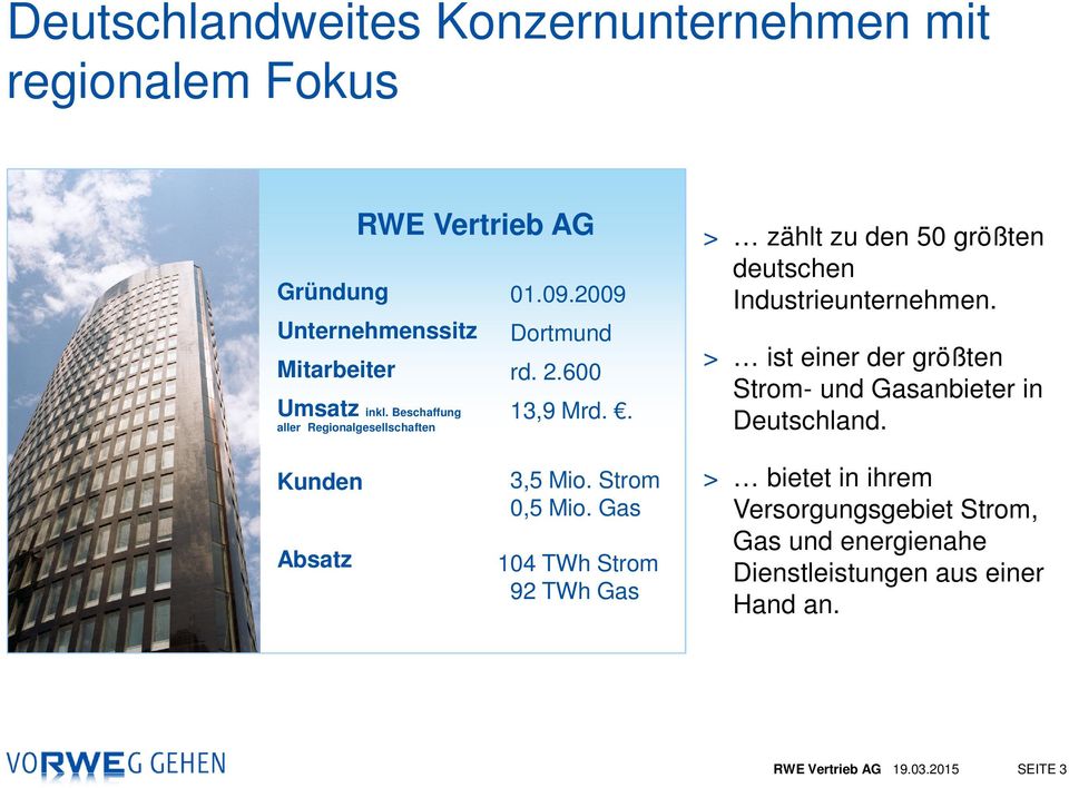 . > zählt zu den 50 größten deutschen Industrieunternehmen. > ist einer der größten Strom- und Gasanbieter in Deutschland.