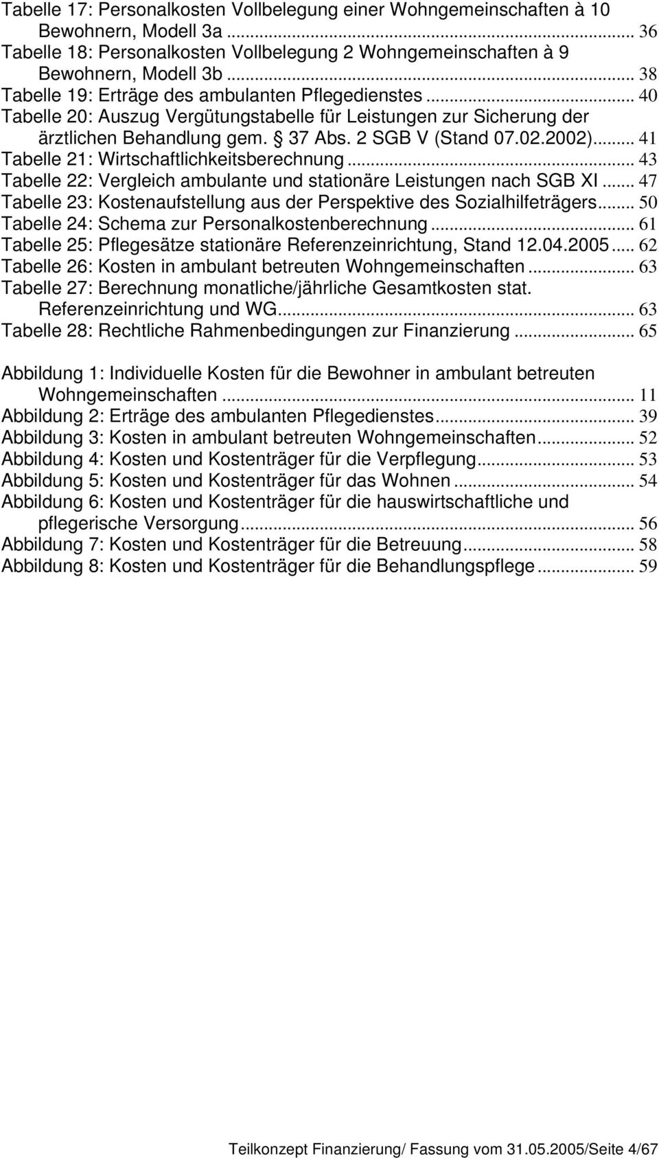 .. 41 Tabelle 21: Wirtschaftlichkeitsberechnung... 43 Tabelle 22: Vergleich ambulante und stationäre Leistungen nach SGB XI.