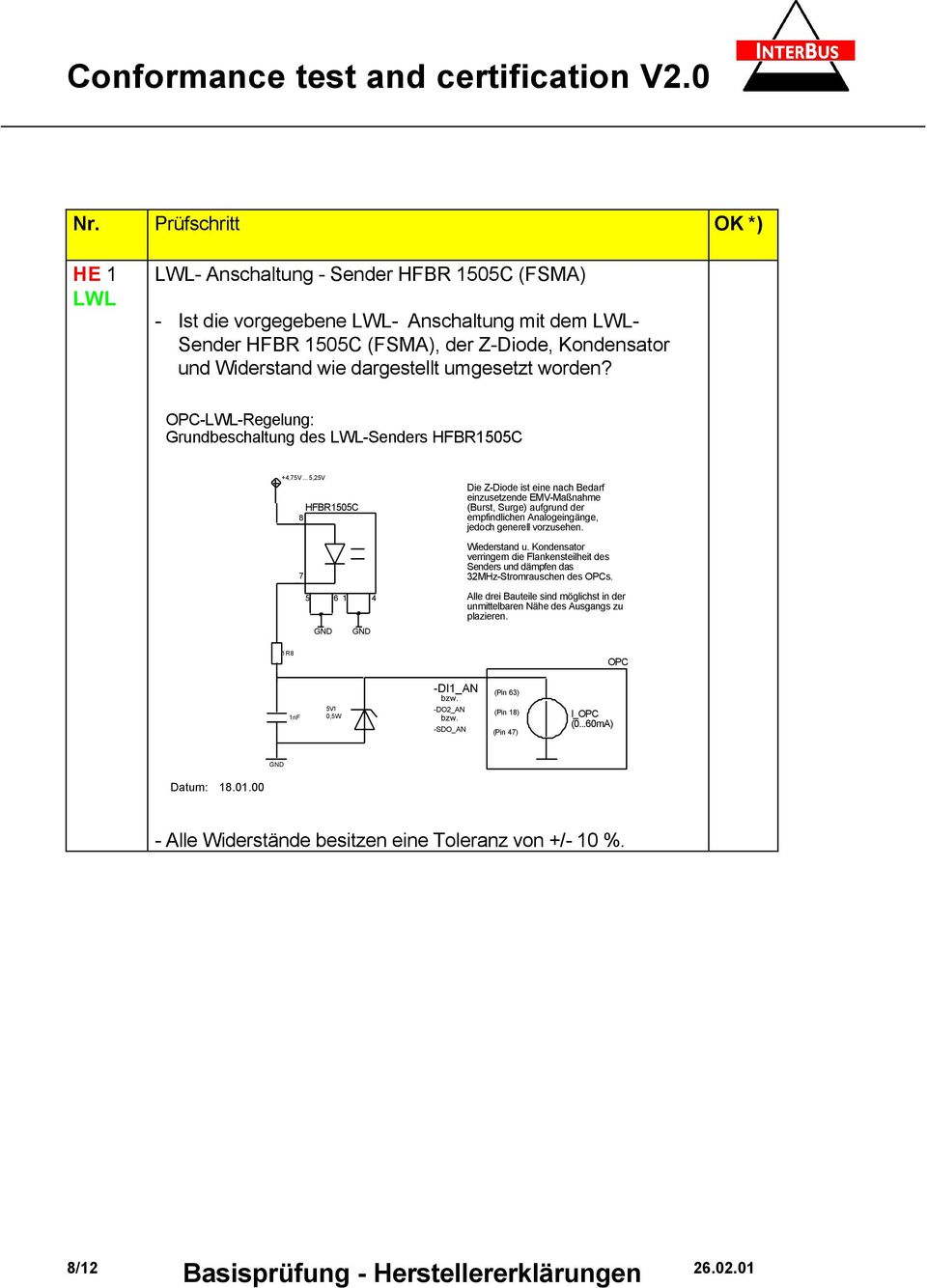 .. 5,25V HFBR1505C 8 7 5 6 1 4 GND GND Die Z-Diode ist eine nach Bedarf einzusetzende EMV-Maßnahme (Burst, Surge) aufgrund der empfindlichen Analogeingänge, jedoch generell vorzusehen. Wiederstand u.