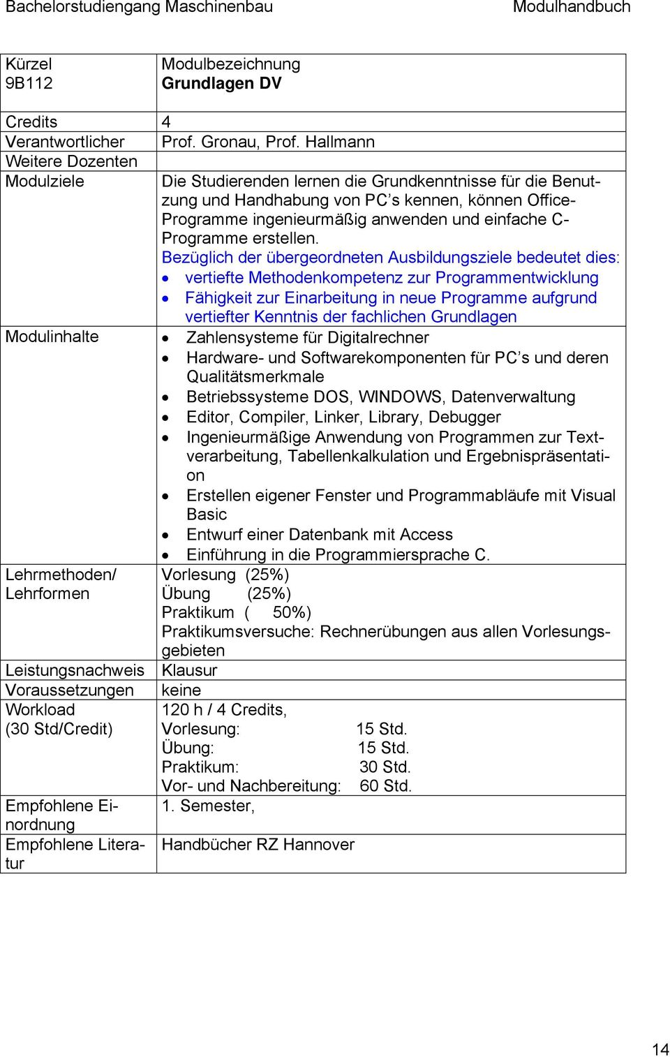 Programme erstellen.