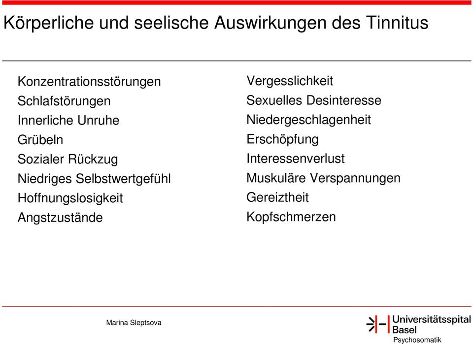 Selbstwertgefühl Hoffnungslosigkeit Angstzustände Vergesslichkeit Sexuelles