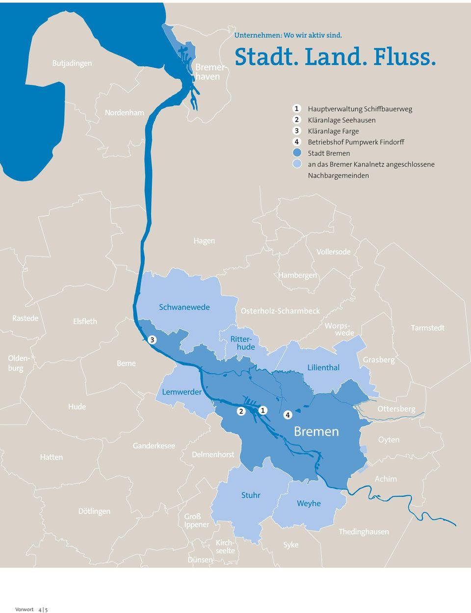 Bremen an das Bremer Kanalnetz angeschlossene Nachbargemeinden Hagen Vollersode Hambergen Rastede Elsfleth 3