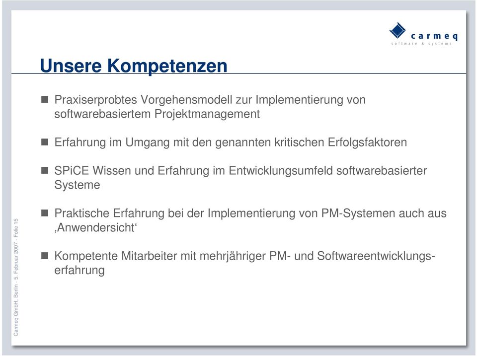 softwarebasierter Systeme Carmeq GmbH, Berlin - 5.