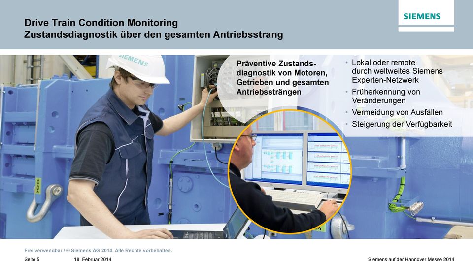 Lokal oder remote durch weltweites Siemens Experten-Netzwerk Früherkennung von