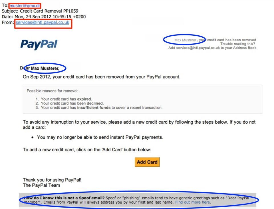 Aktuelle Phishing Mails