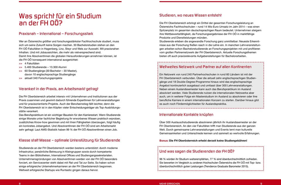 30 Bachelorstudien stehen an den FH OÖ Fakultäten in Hagenberg, Linz, Steyr und Wels zur Auswahl. Mit praxisnahen Inhalten. Und mit Jobaussichten, die mehr als vielversprechend sind.
