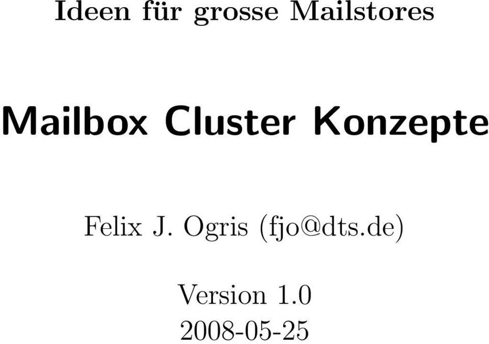 Cluster Konzepte Felix J.