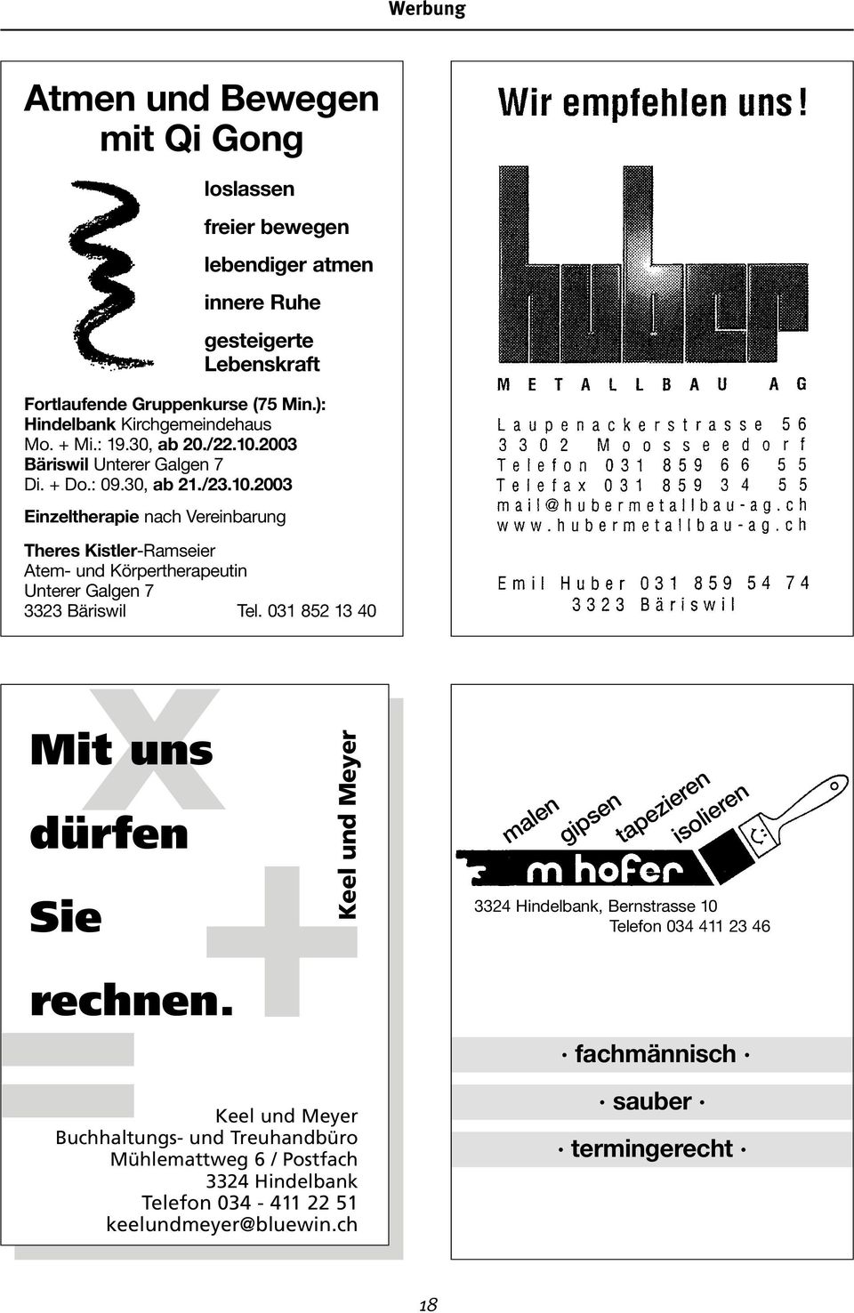 2003 Bäriswil Unterer Galgen 7 Di. + Do.: 09.30, ab 21./23.10.