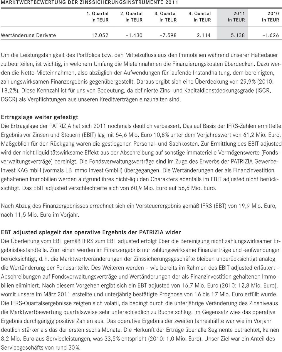 den Mittelzufl uss aus den Immobilien während unserer Haltedauer zu beurteilen, ist wichtig, in welchem Umfang die Mieteinnahmen die Finanzierungskosten überdecken.