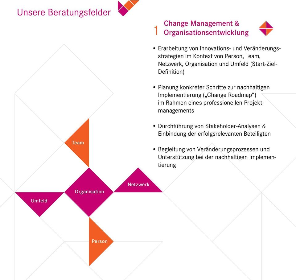 Change Roadmap ) im Rahmen eines professionellen Projektmanagements Team Durchführung von Stakeholder-Analysen & Einbindung der