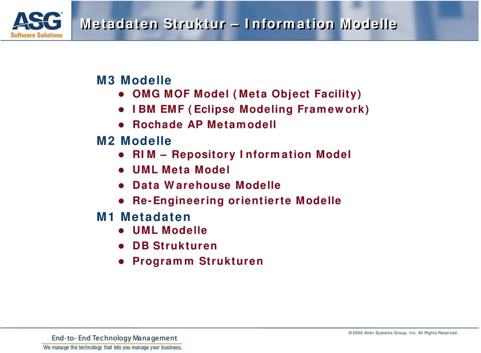 RIM Repository Information Model UML Meta Model Data Warehouse Modelle