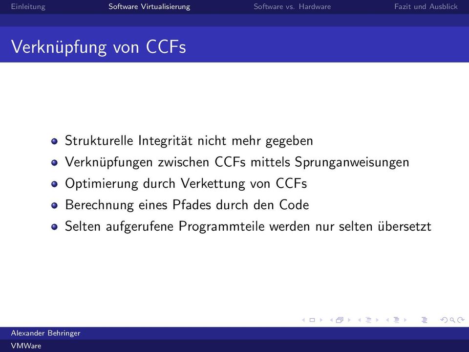 Optimierung durch Verkettung von CCFs Berechnung eines Pfades