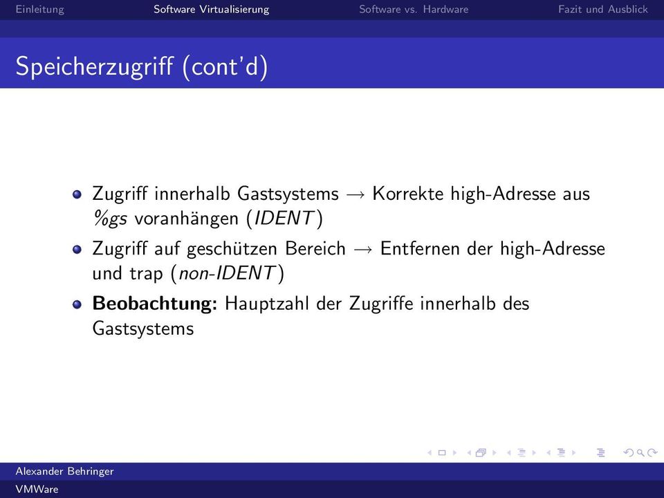 auf geschützen Bereich Entfernen der high-adresse und trap