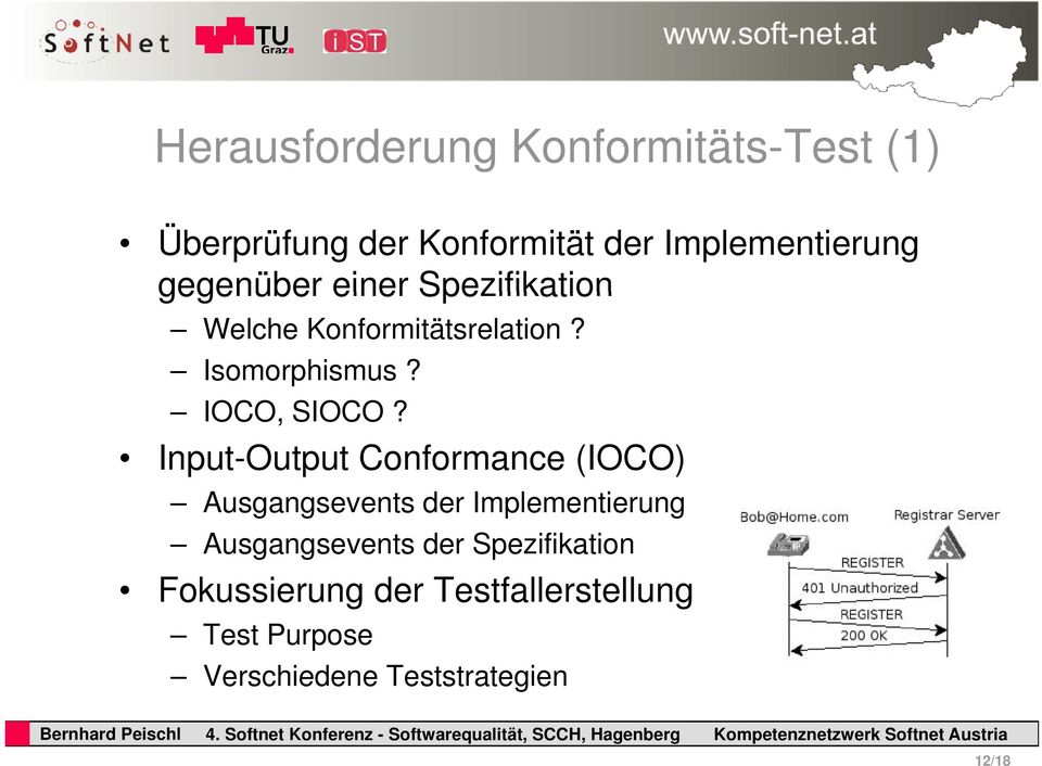 Input-Output Conformance (IOCO) Ausgangsevents der Implementierung Ausgangsevents der
