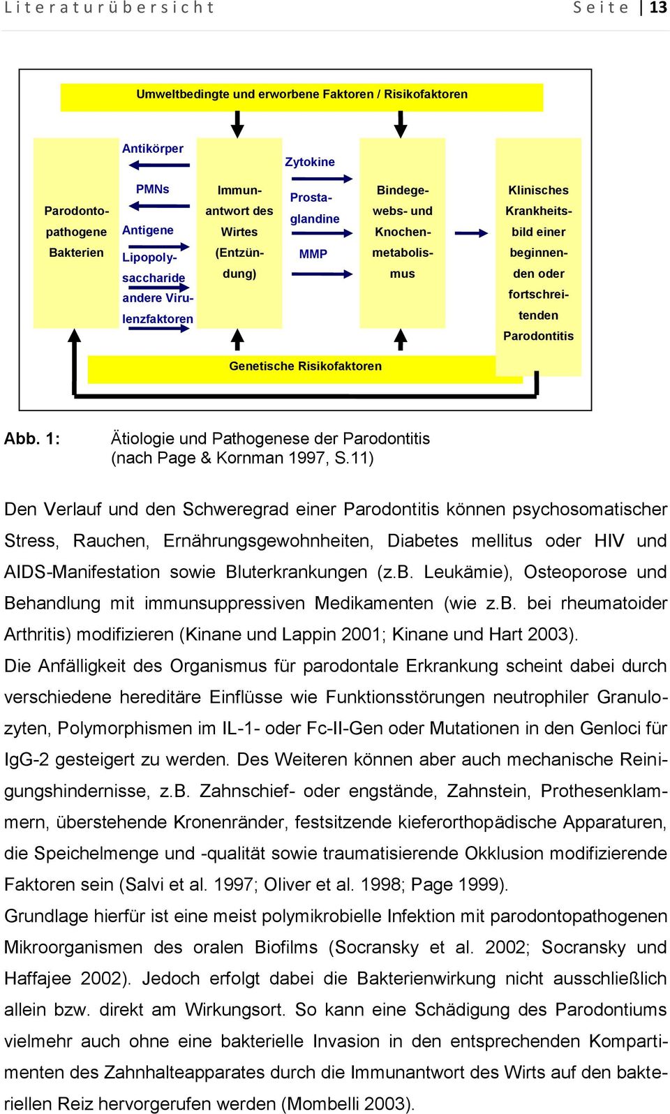 Genetische Risikofaktoren Abb. 1: Ätiologie und Pathogenese der Parodontitis (nach Page & Kornman 1997, S.