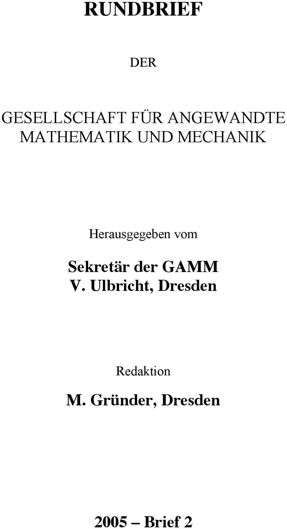 Sekretär der GAMM V.