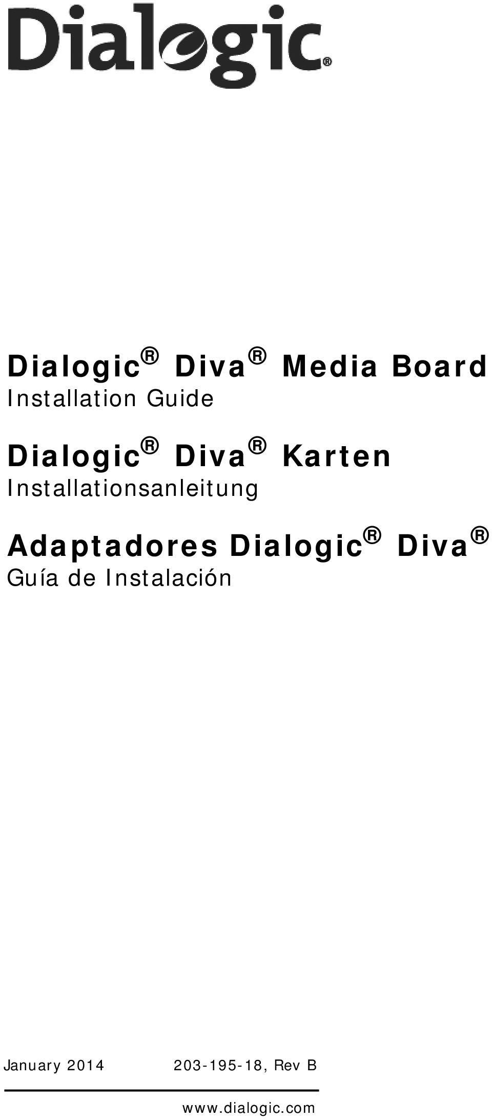 Adaptadores Dialogic Diva Guía de Instalación