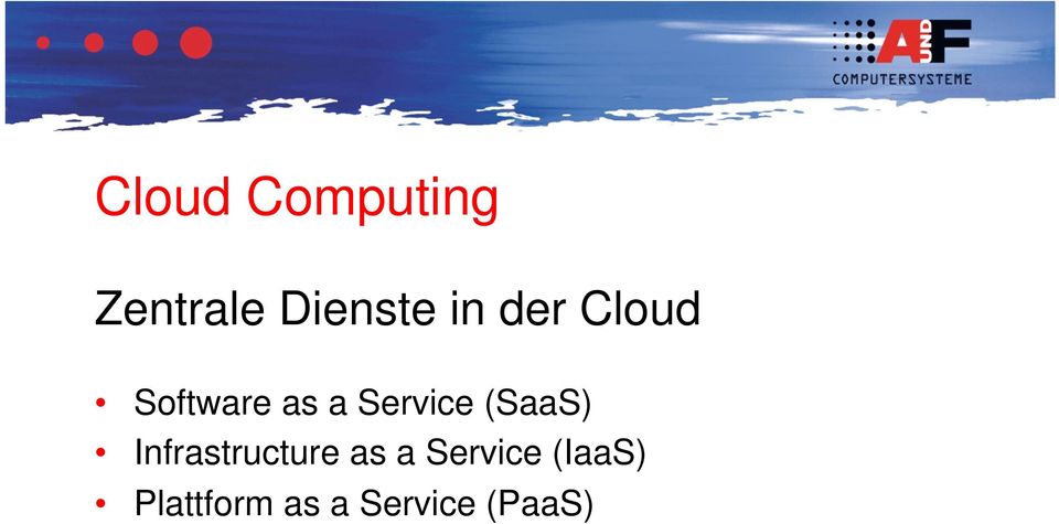 (SaaS) Infrastructure as a Service