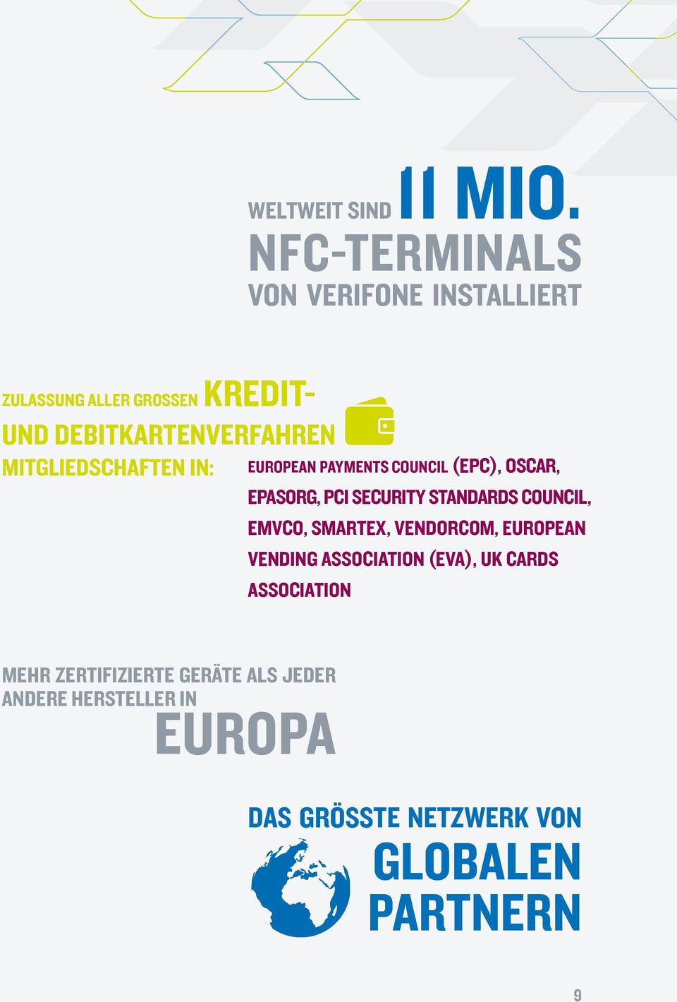 MITGLIEDSCHAFTEN IN: EUROPEAN PAYMENTS COUNCIL (EPC), OSCAR, EPASORG, PCI SECURITY STANDARDS COUNCIL,