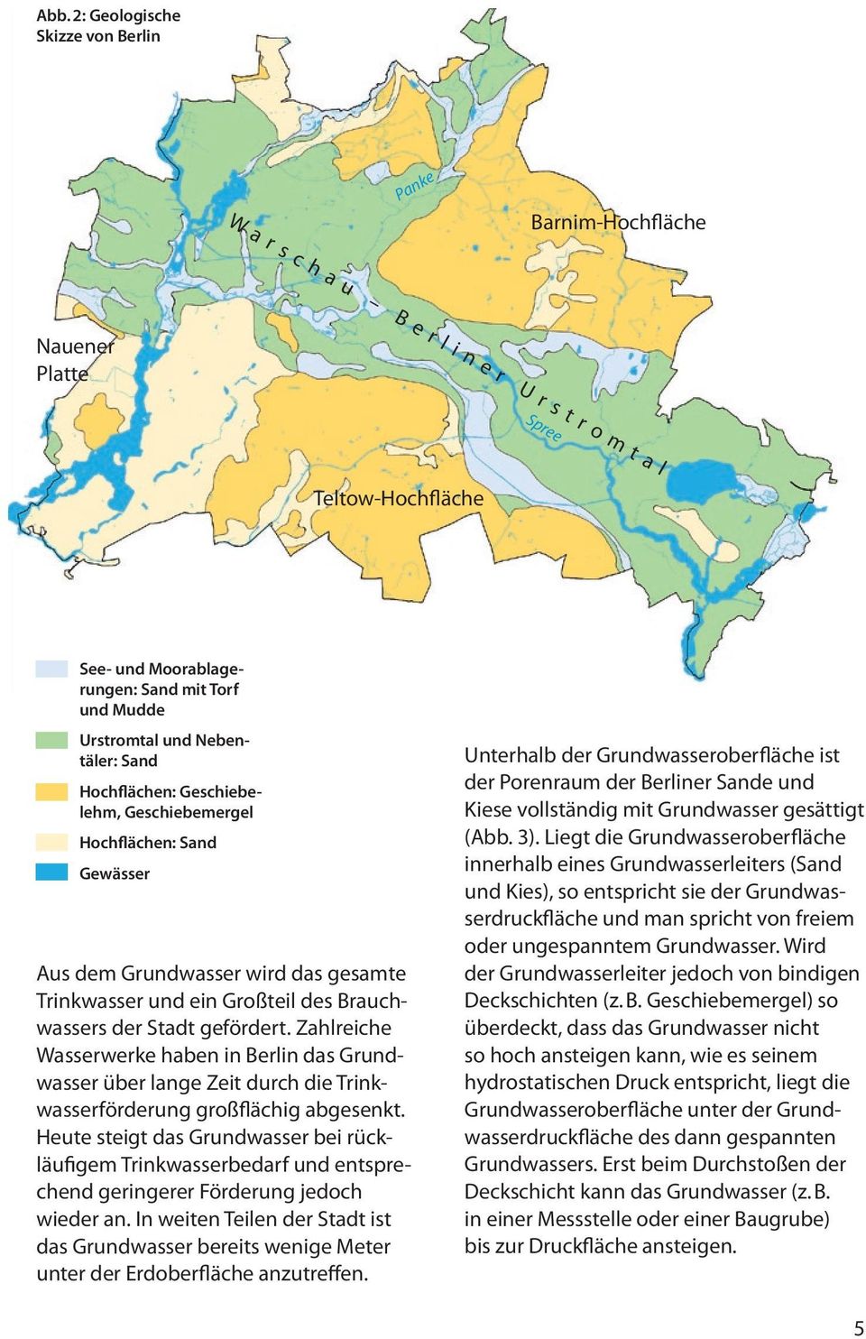 Zahlreiche Wasserwerke haben in Berlin das Grundwasser über lange Zeit durch die Trinkwasserförderung großflächig abgesenkt.