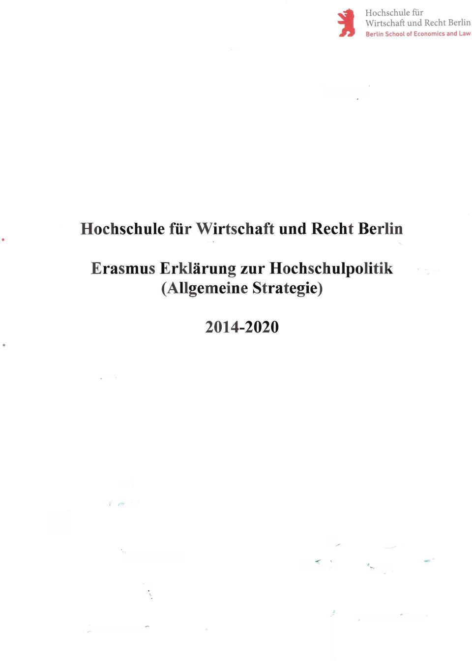 Wirtschaft und Recht Berlin Erasmus Erklärung zur