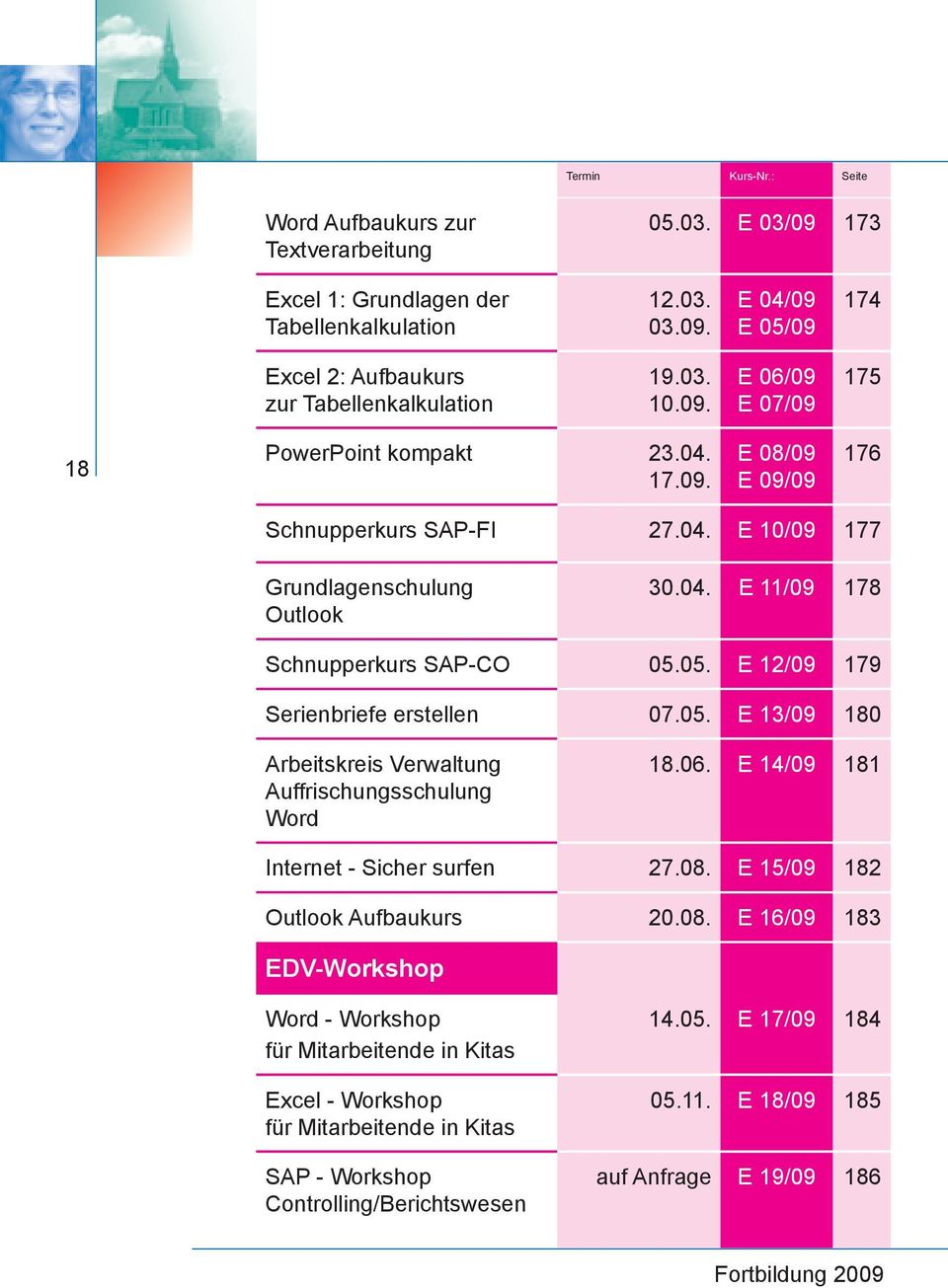 05. E 12/09 179 Serienbriefe erstellen 07.05. E 13/09 180 Arbeitskreis Verwaltung Auffrischungsschulung Word 18.06. E 14/09 181 Internet - Sicher surfen 27.08.