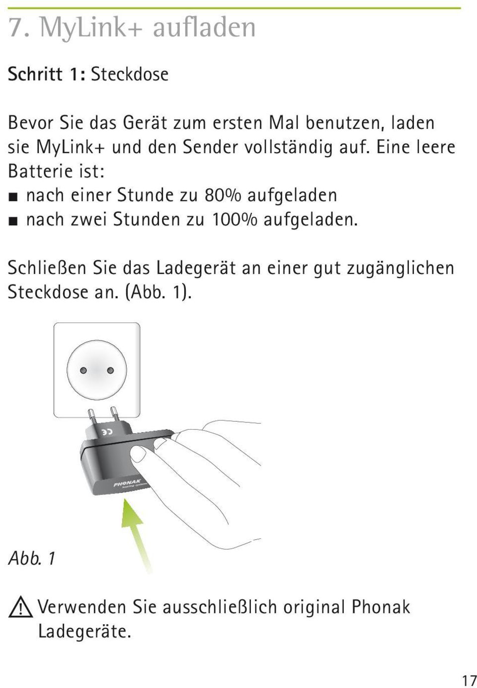 Eine leere Batterie ist: J nach einer Stunde zu 80% aufgeladen J nach zwei Stunden zu 100%