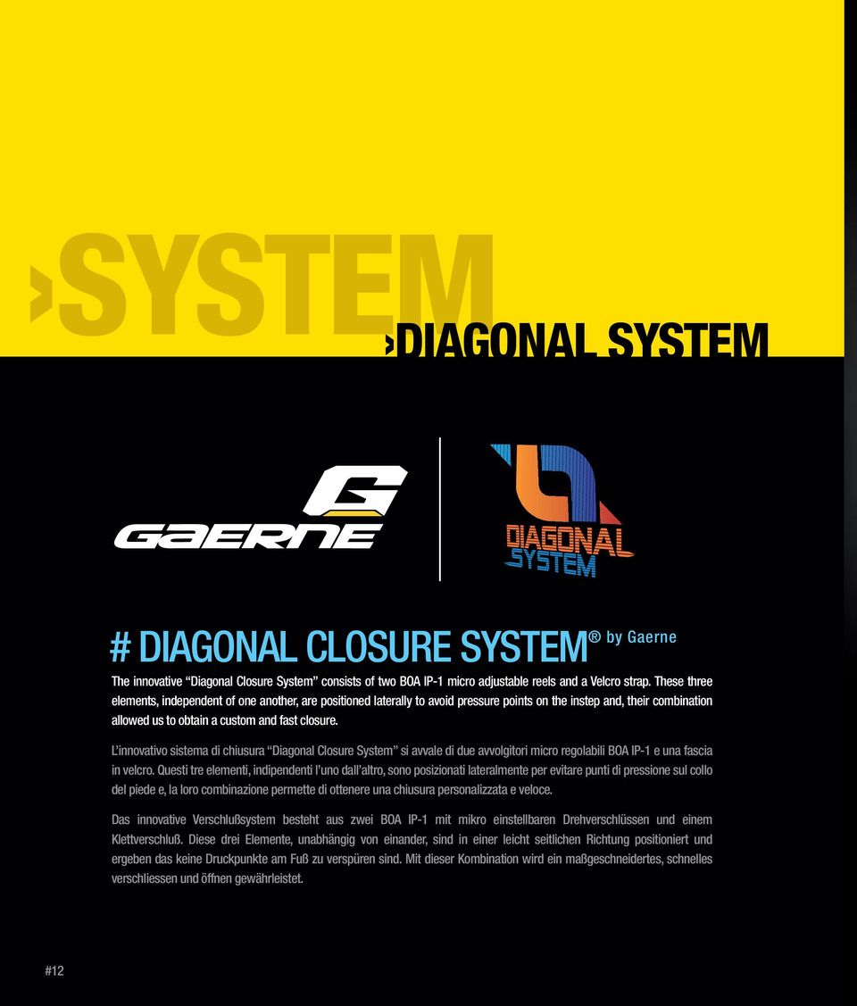 L innovativo sistema di chiusura Diagonal Closure System si avvale di due avvolgitori micro regolabili BOA IP-1 e una fascia in velcro.